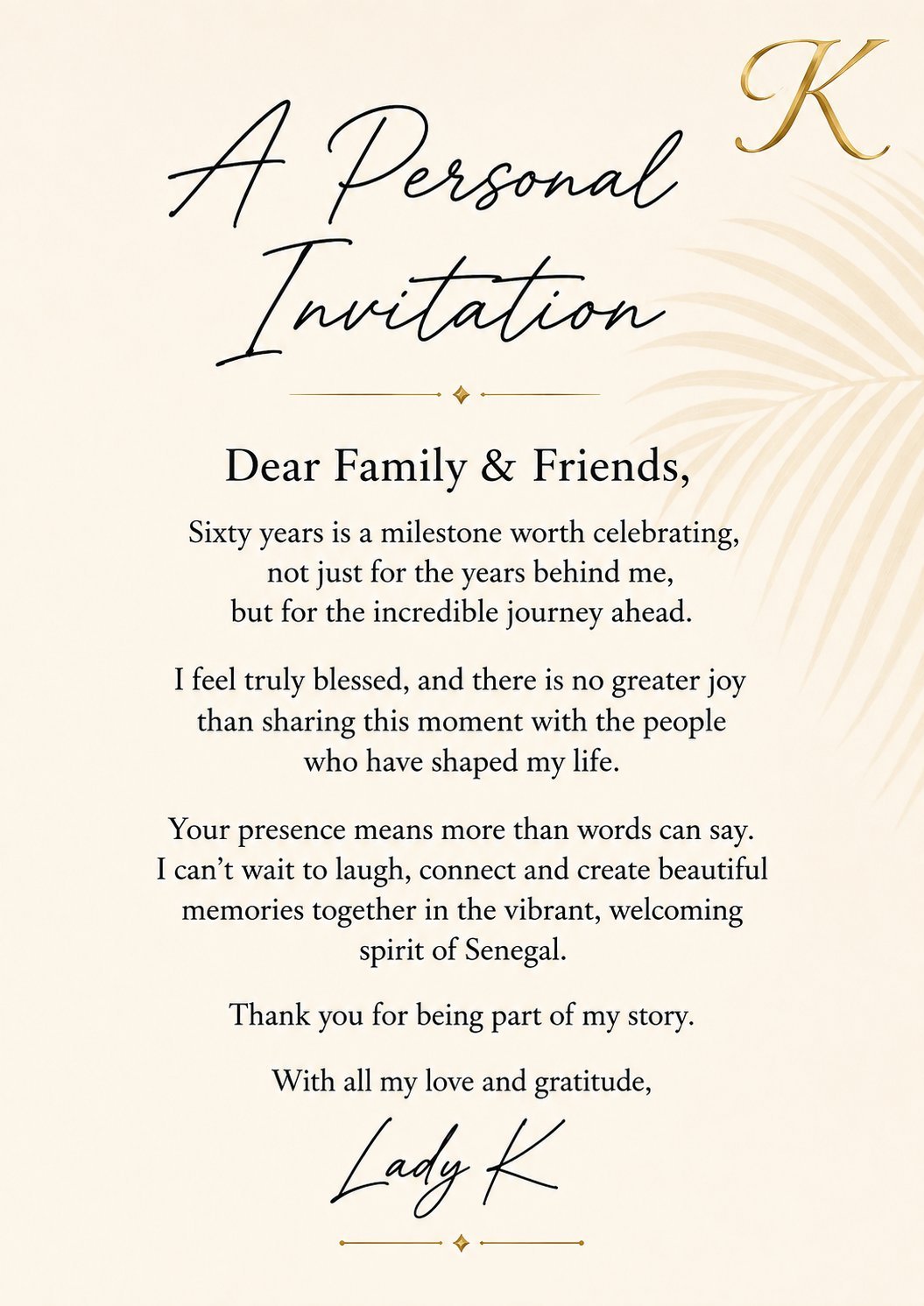 A Personal Invitation
