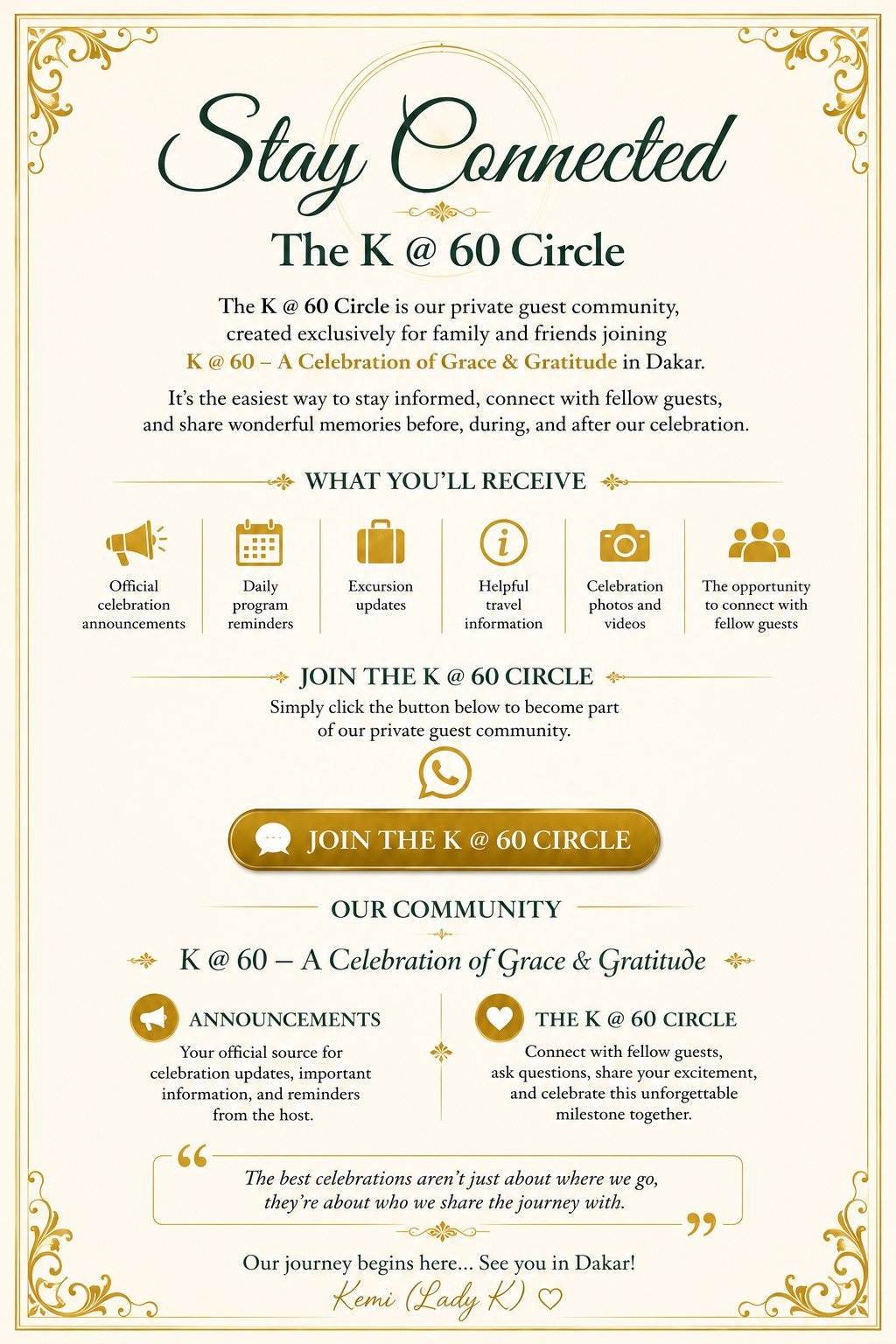 Stay Connected — The K at 60 Circle